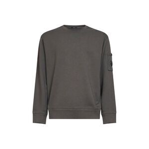Cp Company Men Grey Diagonal Cotton Fleece Lens Crewneck Sweatshirt